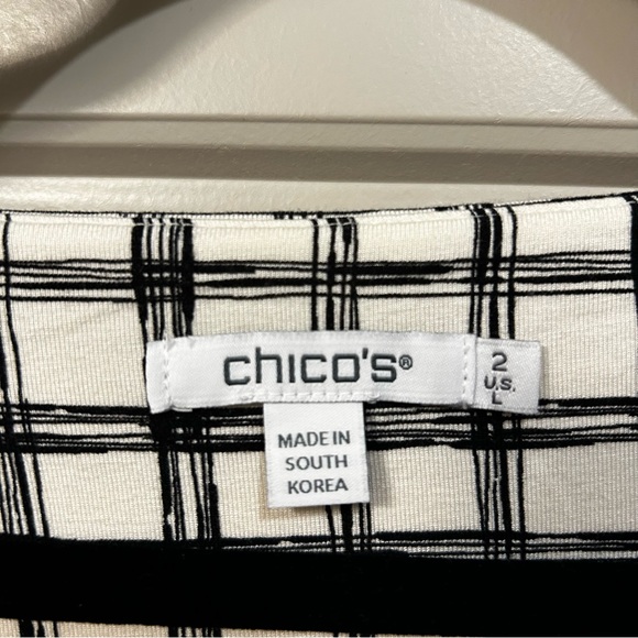 Chico's Monochrome Grid Pattern Blouse - Picture 3 of 5